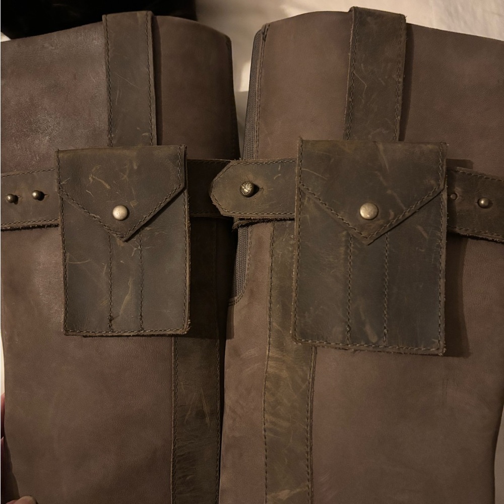 Timberland Graceyn Brown Tall Pull-On Waterproof Leather Boots w/Belt & Pocket • - Picture 17 of 17
